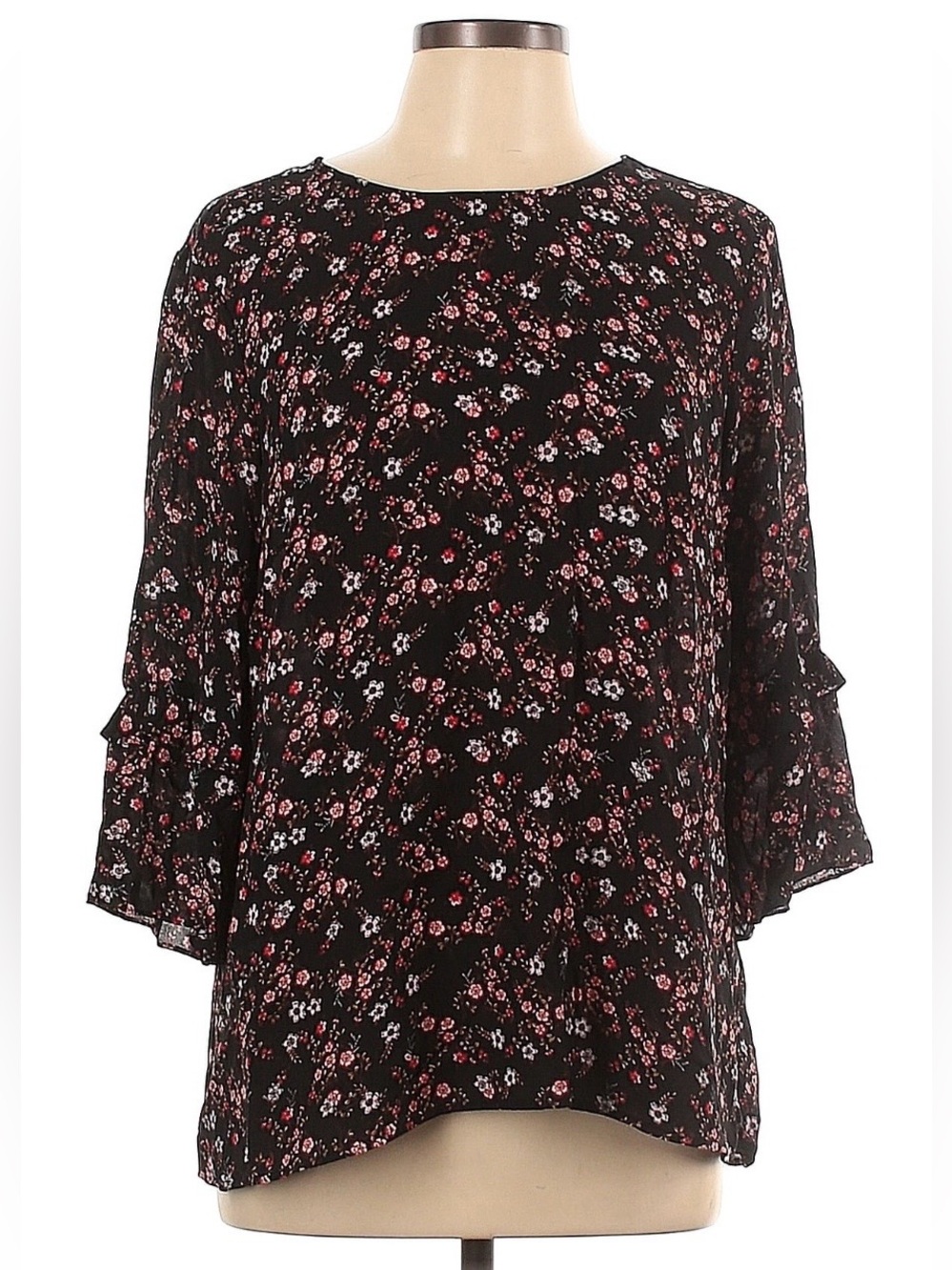 EUC DR2 Floral Blouse with Ruffled Sleeves